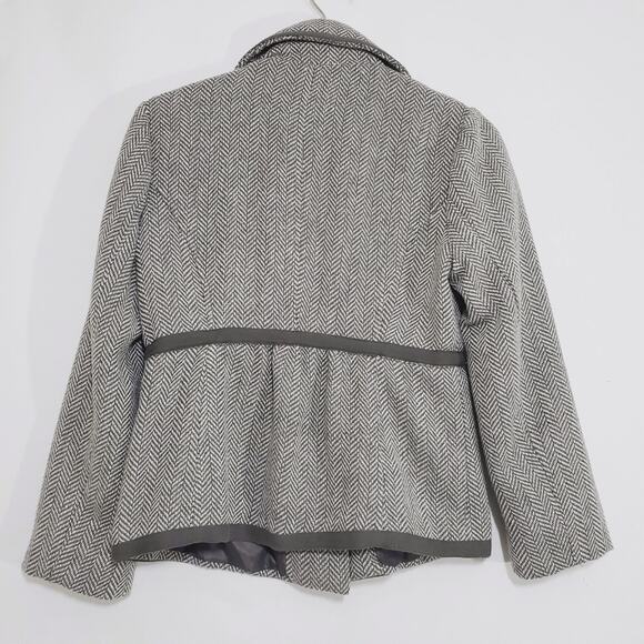Tulle | Wool Blend Herringbone Pattern Contrast Trim Blazer - Picture 2 of 8